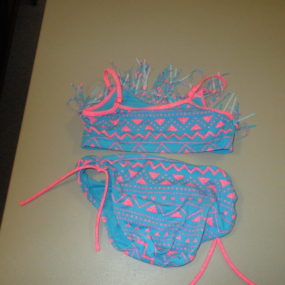 Blue & Pink 2 Pcs Justice Bikini Swimsuit Size 12 - Picture 4 of 7
